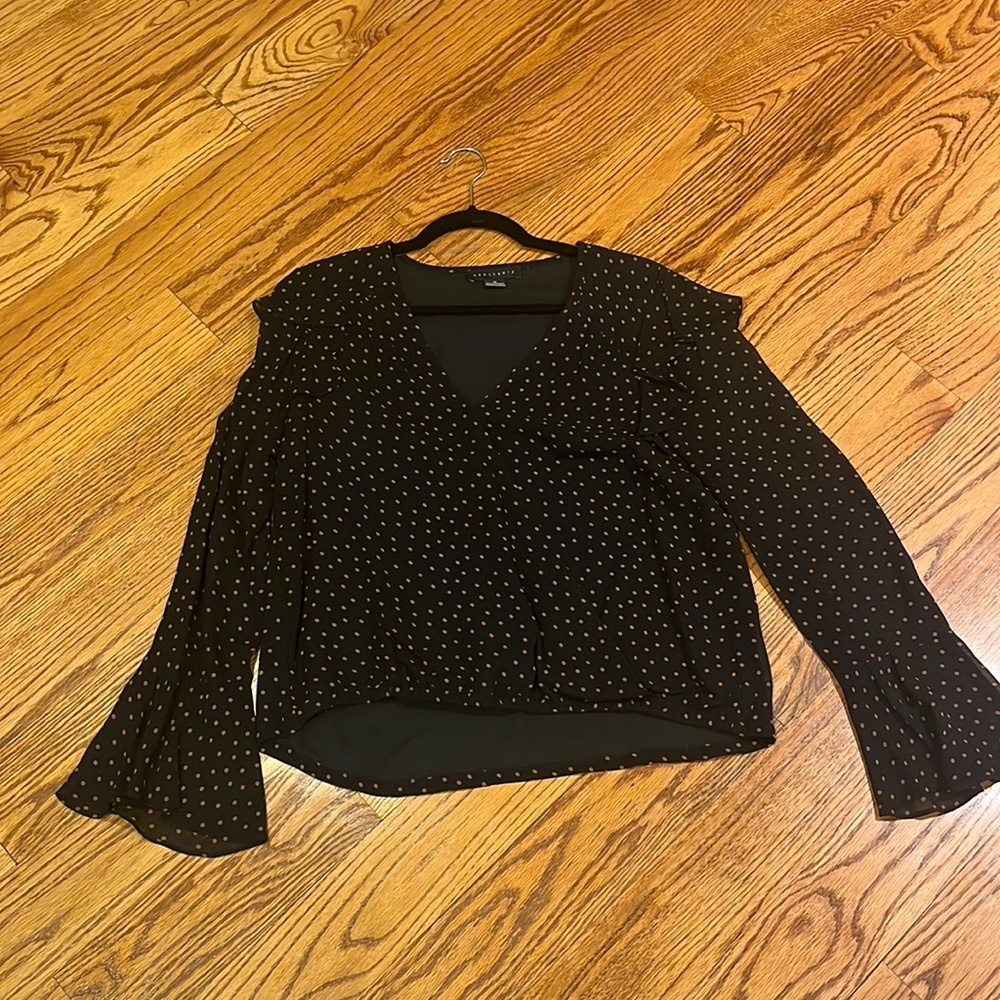 Sanctuary Woman’s Black Polka Dot Blouse Size M